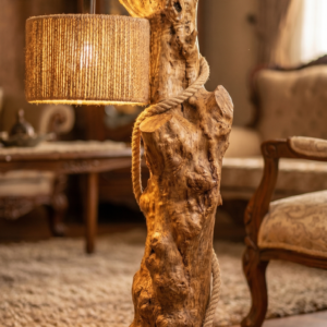 The "Rustic Soul" Handcrafted Natural Wood Floor Lamp